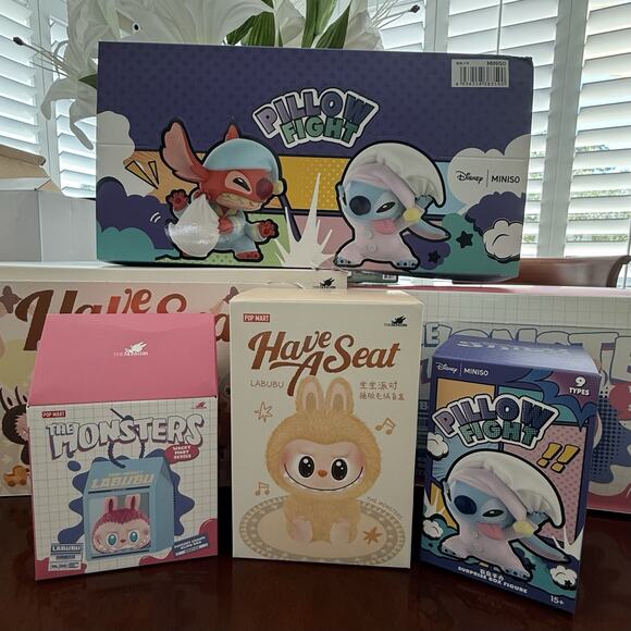 USA-Authentic SEALED 3 Pack Bundle LABUBU & STITCH-Blind Boxes YOU GET ALL 3!!! - Picture 1 of 16
